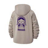 Cute Doll Graphic Unisex Full-Zip Printed Waterproof Hooded Windbreaker