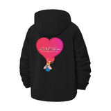 Heart Balloon Cartoon Unisex Full-Zip Printed Waterproof Hooded Windbreaker