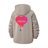 Heart Balloon Cartoon Unisex Full-Zip Printed Waterproof Hooded Windbreaker