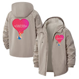 Heart Balloon Cartoon Unisex Full-Zip Printed Waterproof Hooded Windbreaker