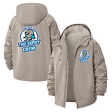 Shark Motif Unisex Full-Zip Printed Waterproof Hooded Windbreaker
