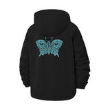 Butterfly Motif Unisex Full-Zip Printed Waterproof Hooded Windbreaker