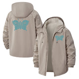 Butterfly Motif Unisex Full-Zip Printed Waterproof Hooded Windbreaker
