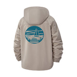 Sunset Sailboat Unisex Full-Zip Printed Waterproof Hooded Windbreaker