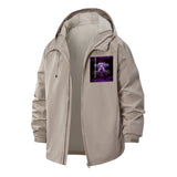 Electric Lightning Graphic Unisex Full-Zip Printed Waterproof Hooded Windbreaker