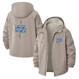 Neon Typographic Unisex Full-Zip Printed Waterproof Hooded Windbreaker