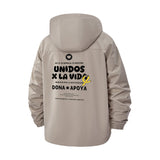 Motivational Unidos x La Vida Unisex Full-Zip Printed Waterproof Hooded Windbreaker