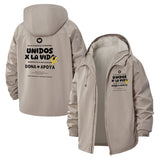 Motivational Unidos x La Vida Unisex Full-Zip Printed Waterproof Hooded Windbreaker
