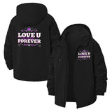Love U Forever Typographic Unisex Full-Zip Printed Waterproof Hooded Windbreaker