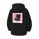 Cute Cartoon Pug Unisex Full-Zip Printed Waterproof Hooded Windbreaker