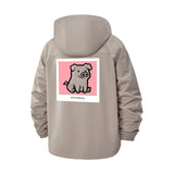 Cute Cartoon Pug Unisex Full-Zip Printed Waterproof Hooded Windbreaker