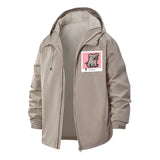 Cute Cartoon Pug Unisex Full-Zip Printed Waterproof Hooded Windbreaker