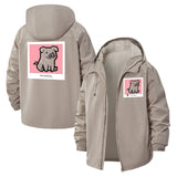 Cute Cartoon Pug Unisex Full-Zip Printed Waterproof Hooded Windbreaker