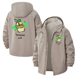 Banana Milk Unisex Full-Zip Printed Waterproof Hooded Windbreaker