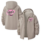 Handwritten Heart Unisex Full-Zip Printed Waterproof Hooded Windbreaker