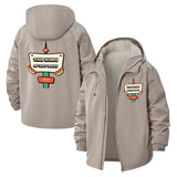 Retro Robot Sign Unisex Full-Zip Printed Waterproof Hooded Windbreaker