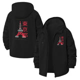 Tokyo Tower Graphic Unisex Full-Zip Printed Waterproof Hooded Windbreaker