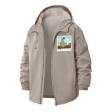 Funny Chicken Motif Unisex Full-Zip Printed Waterproof Hooded Windbreaker