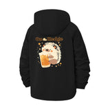 Hedgehog Beer Graphic Unisex Full-Zip Printed Waterproof Hooded Windbreaker