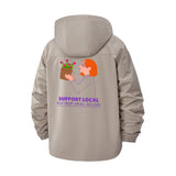 Support Local Unisex Full-Zip Printed Waterproof Hooded Windbreaker