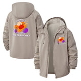 Corndog Cat Humor Unisex Full-Zip Printed Waterproof Hooded Windbreaker