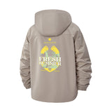 Fresh Summer Palm Motif Unisex Full-Zip Printed Waterproof Hooded Windbreaker