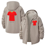 Bold Graphic Tee Motif Unisex Full-Zip Printed Waterproof Hooded Windbreaker