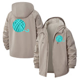Yarn Ball Unisex Full-Zip Printed Waterproof Hooded Windbreaker