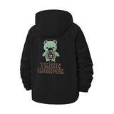 Motivational Bear Unisex Full-Zip Printed Waterproof Hooded Windbreaker