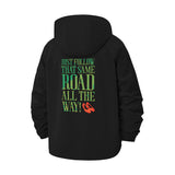 Motivational Road Quote Unisex Full-Zip Printed Waterproof Hooded Windbreaker