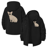 French Bulldog Illustration Unisex Full-Zip Printed Waterproof Hooded Windbreaker