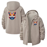 Geometric Fox Unisex Full-Zip Printed Waterproof Hooded Windbreaker