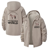 Inspirational Horse Unisex Full-Zip Printed Waterproof Hooded Windbreaker