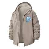 Lost Cat Space Unisex Full-Zip Printed Waterproof Hooded Windbreaker