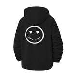 Smiley Hey You Unisex Full-Zip Printed Waterproof Hooded Windbreaker