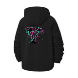 Glitched Palm Tree Unisex Full-Zip Printed Waterproof Hooded Windbreaker