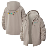 Festive Holiday Lights Unisex Full-Zip Printed Waterproof Hooded Windbreaker