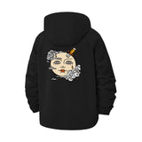 Graffiti Cloud Doodle Unisex Full-Zip Printed Waterproof Hooded Windbreaker