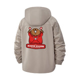 Beaver Mascot Unisex Full-Zip Printed Waterproof Hooded Windbreaker