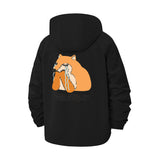Fox Motif Unisex Full-Zip Printed Waterproof Hooded Windbreaker