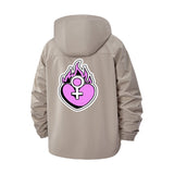 Feminist Flame Heart Unisex Full-Zip Printed Waterproof Hooded Windbreaker