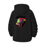 Retro TV Glitch Unisex Full-Zip Printed Waterproof Hooded Windbreaker