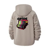 Retro TV Glitch Unisex Full-Zip Printed Waterproof Hooded Windbreaker