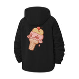 Cute Ice Cream Cone Unisex Full-Zip Printed Waterproof Hooded Windbreaker