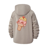 Cute Ice Cream Cone Unisex Full-Zip Printed Waterproof Hooded Windbreaker