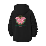 Lotus Meditation Unisex Full-Zip Printed Waterproof Hooded Windbreaker