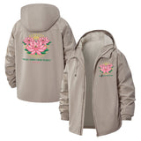 Lotus Meditation Unisex Full-Zip Printed Waterproof Hooded Windbreaker