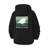 Bird Silhouette Among the Trees Unisex Full-Zip Printed Waterproof Hooded Windbreaker