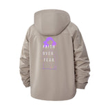 Faith Over Fear Unisex Full-Zip Printed Waterproof Hooded Windbreaker