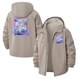 Vaporwave Aesthetic Unisex Full-Zip Printed Waterproof Hooded Windbreaker